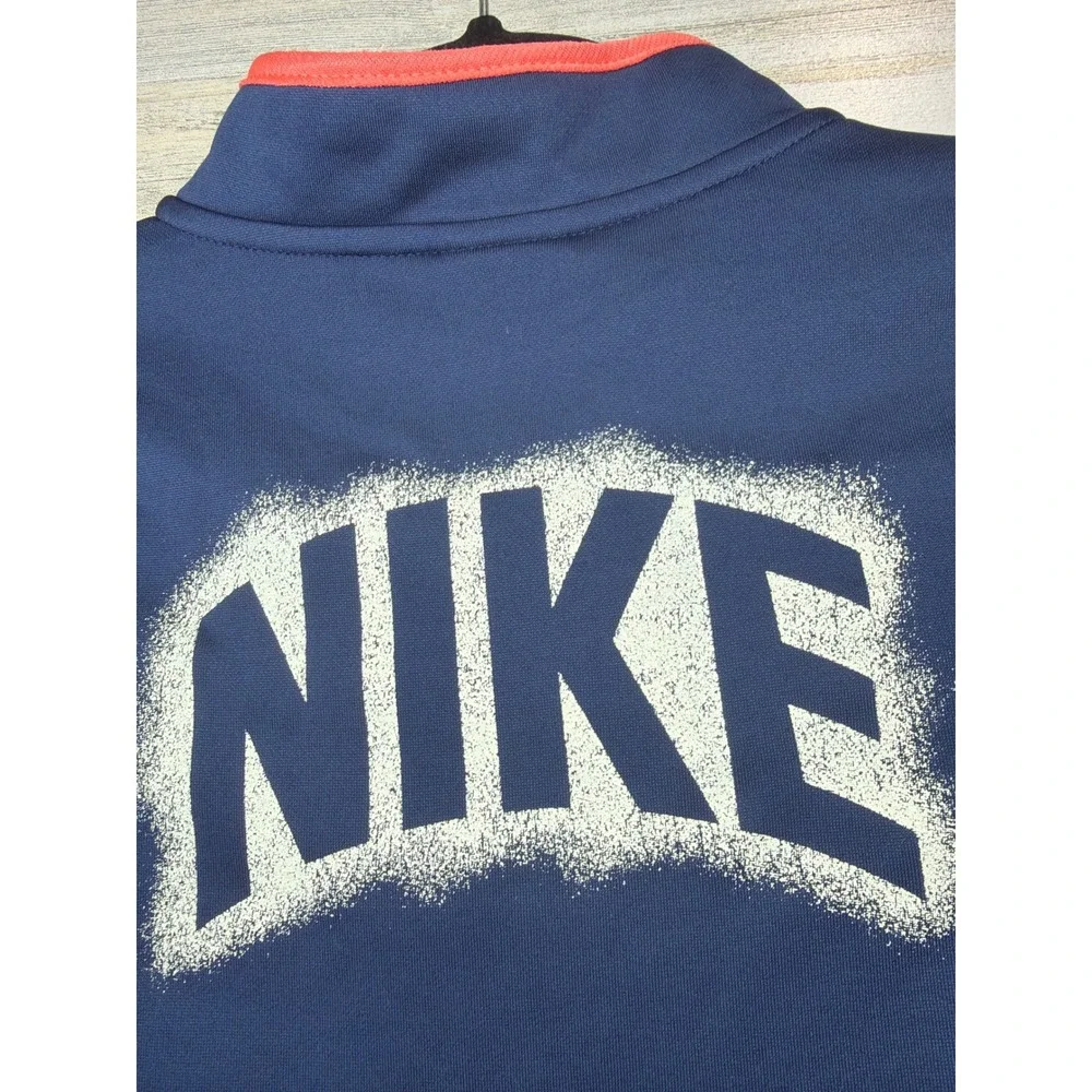 Nike Track Jacket Boys Size 7 Navy Blue Orange Trim Sportswear